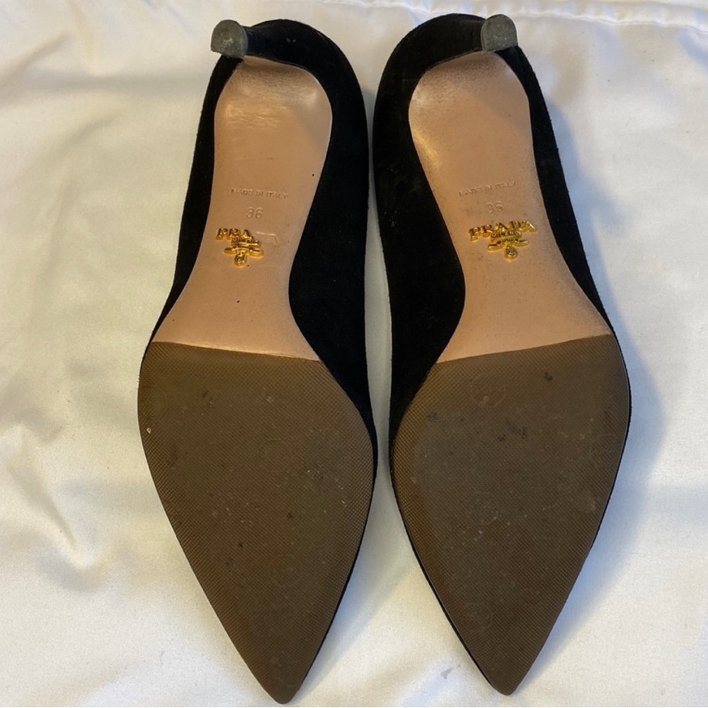 Prada Pointed Toe Suede Pumps - Picture 6 of 10
